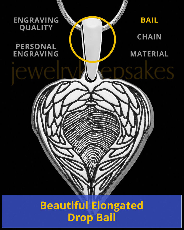 Sterling Silver Wings Thumbprint Pendant