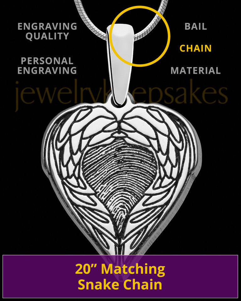 Sterling Silver Wings Thumbprint Pendant