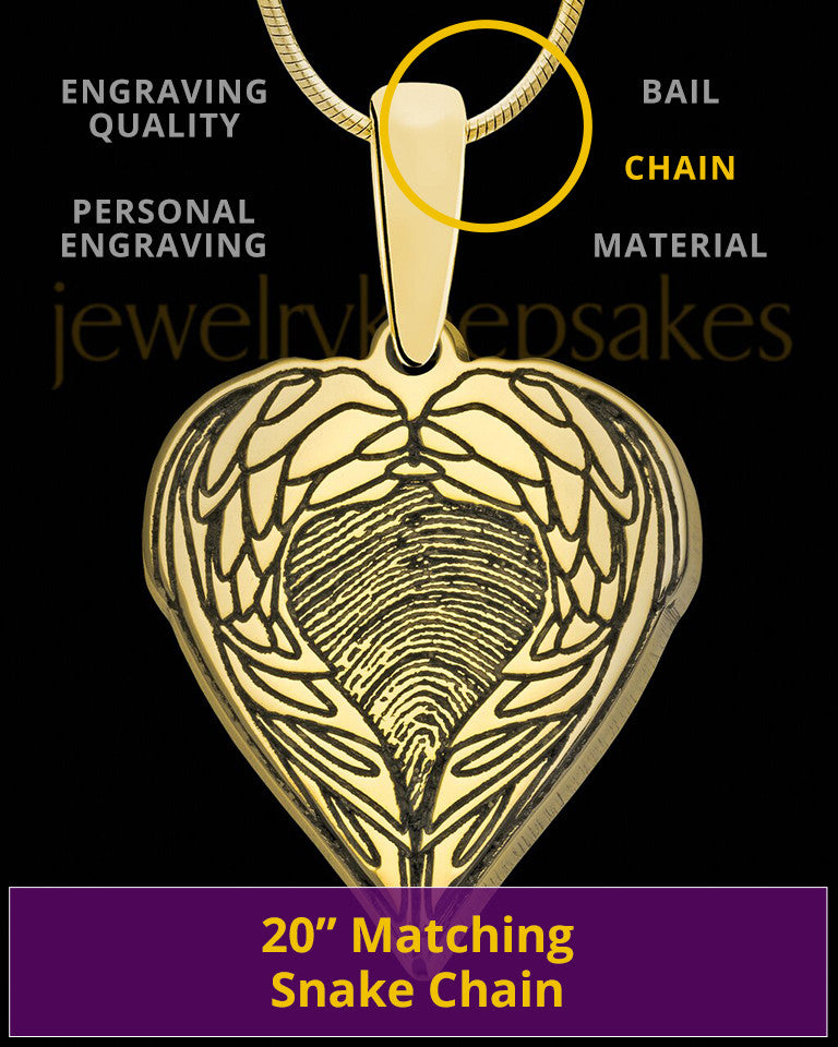 Gold Sterling Silver Wings Thumbprint Pendant