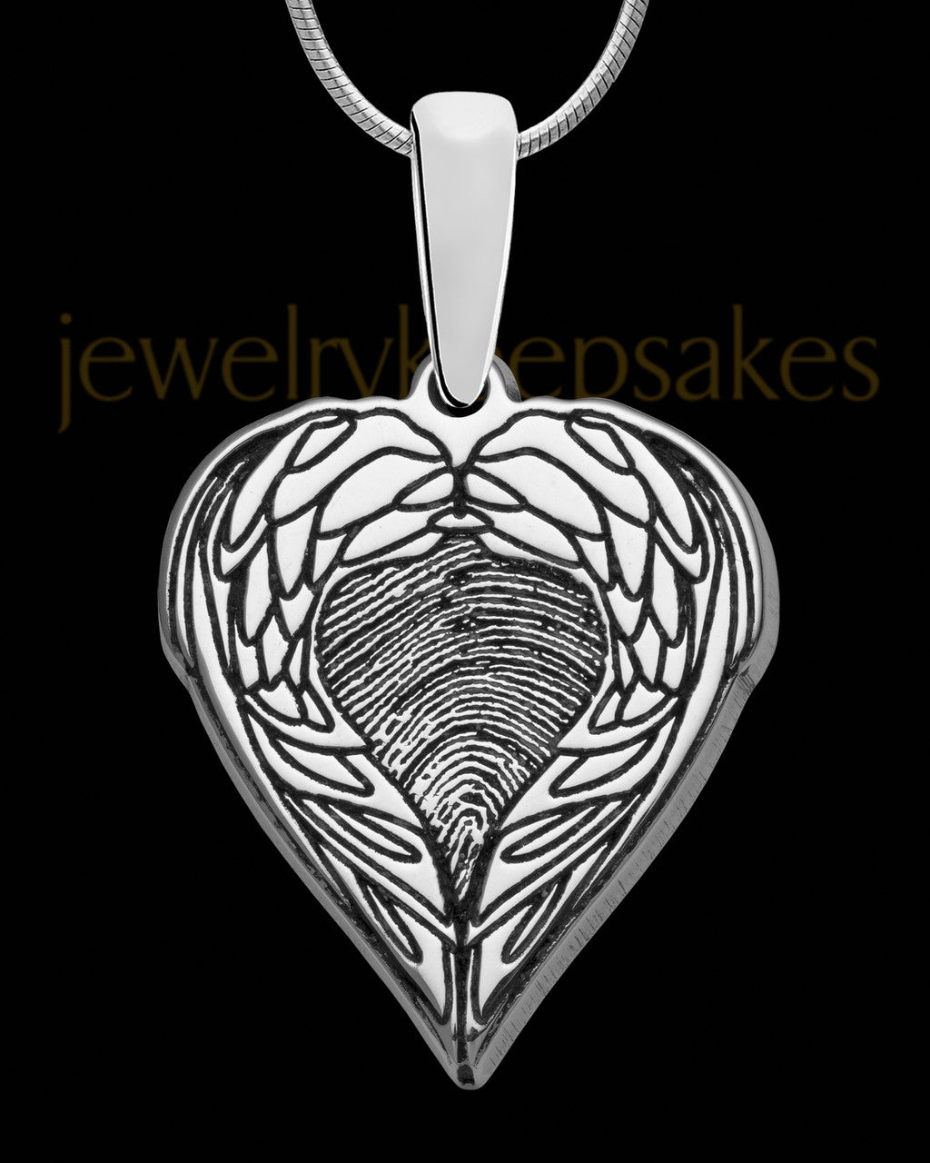 Sterling Silver Wings Thumbprint Pendant