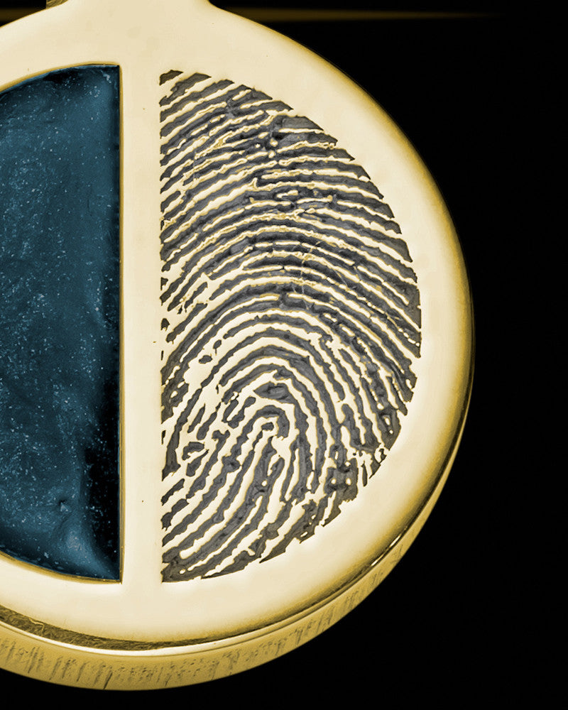 Gold Plated Sterling Silver Round Ash and Thumbprint Pendant