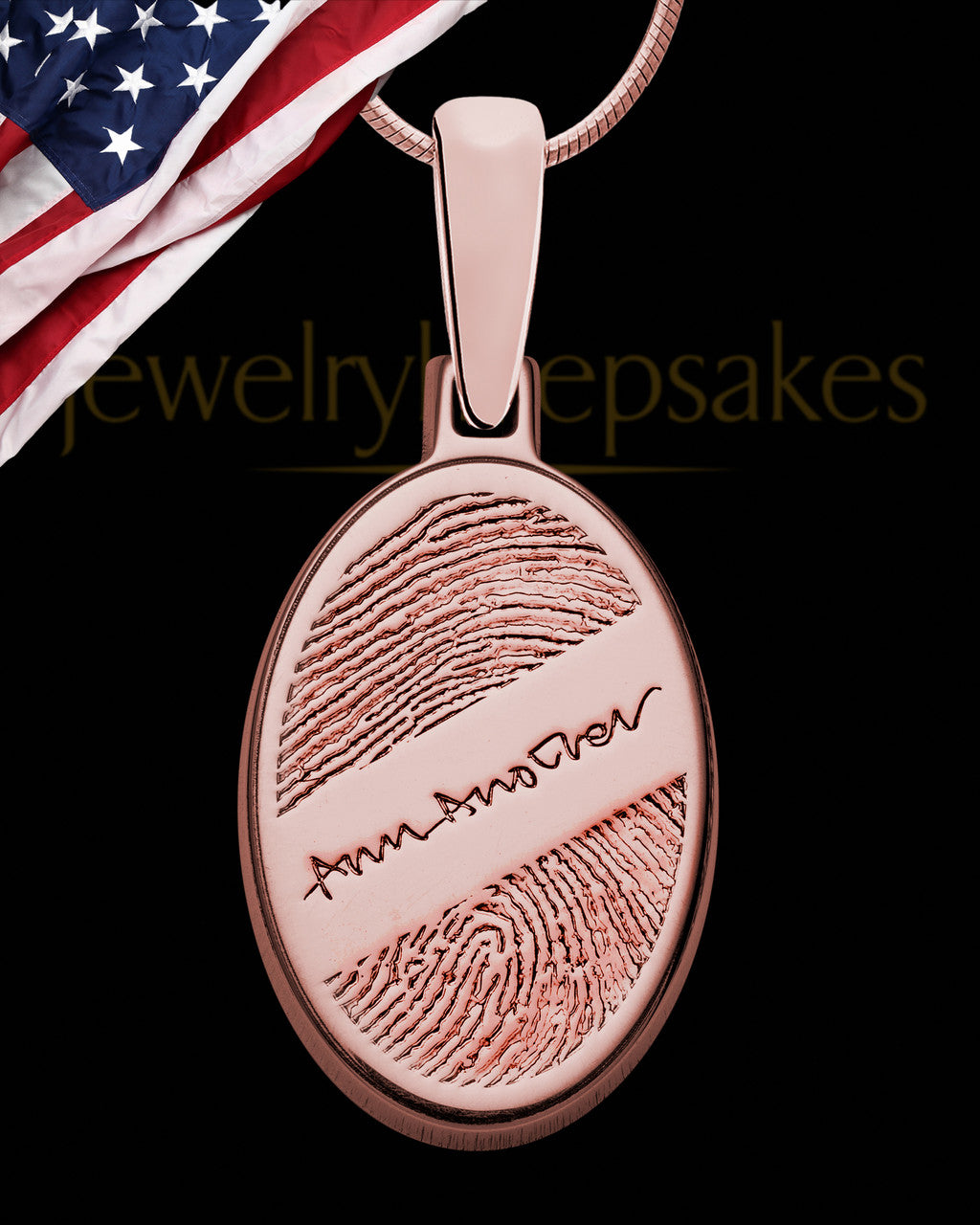 Rose Gold Sterling Silver Signature Oval Thumbprint Pendant