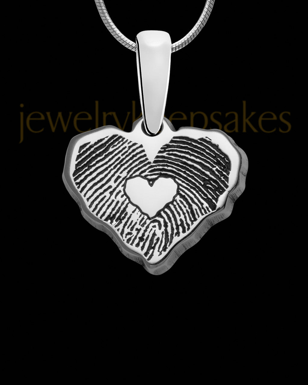 Sterling Cut Petite Heart Thumbprint Pendant with Signature on Back