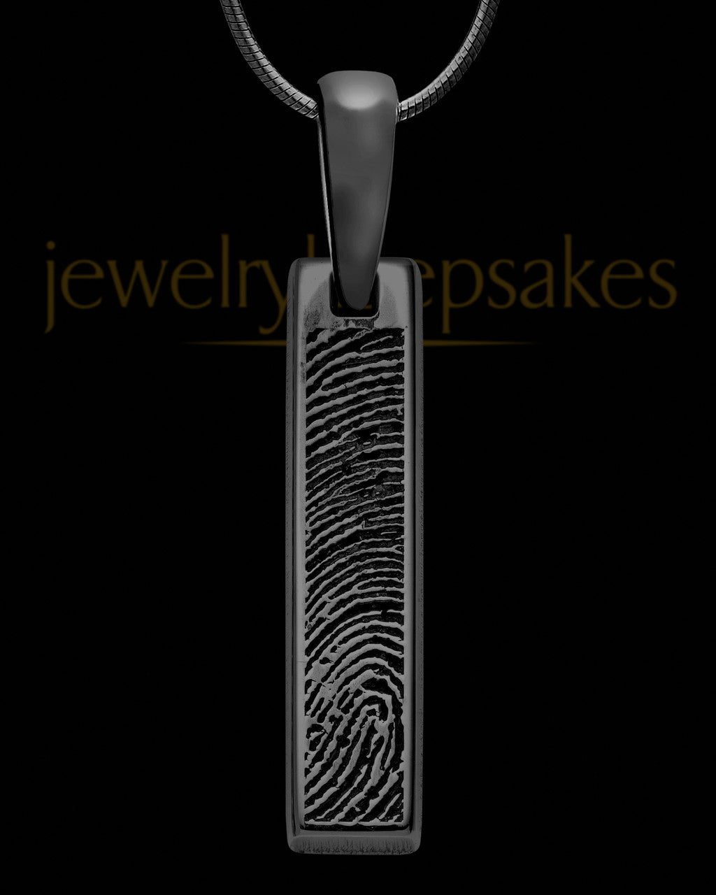 Black Sterling Silver Small Bar Thumbprint Pendant with Signature on Back