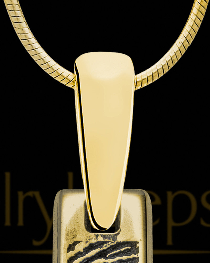 Gold Sterling Silver Small Bar Thumbprint Pendant with Signature on Back