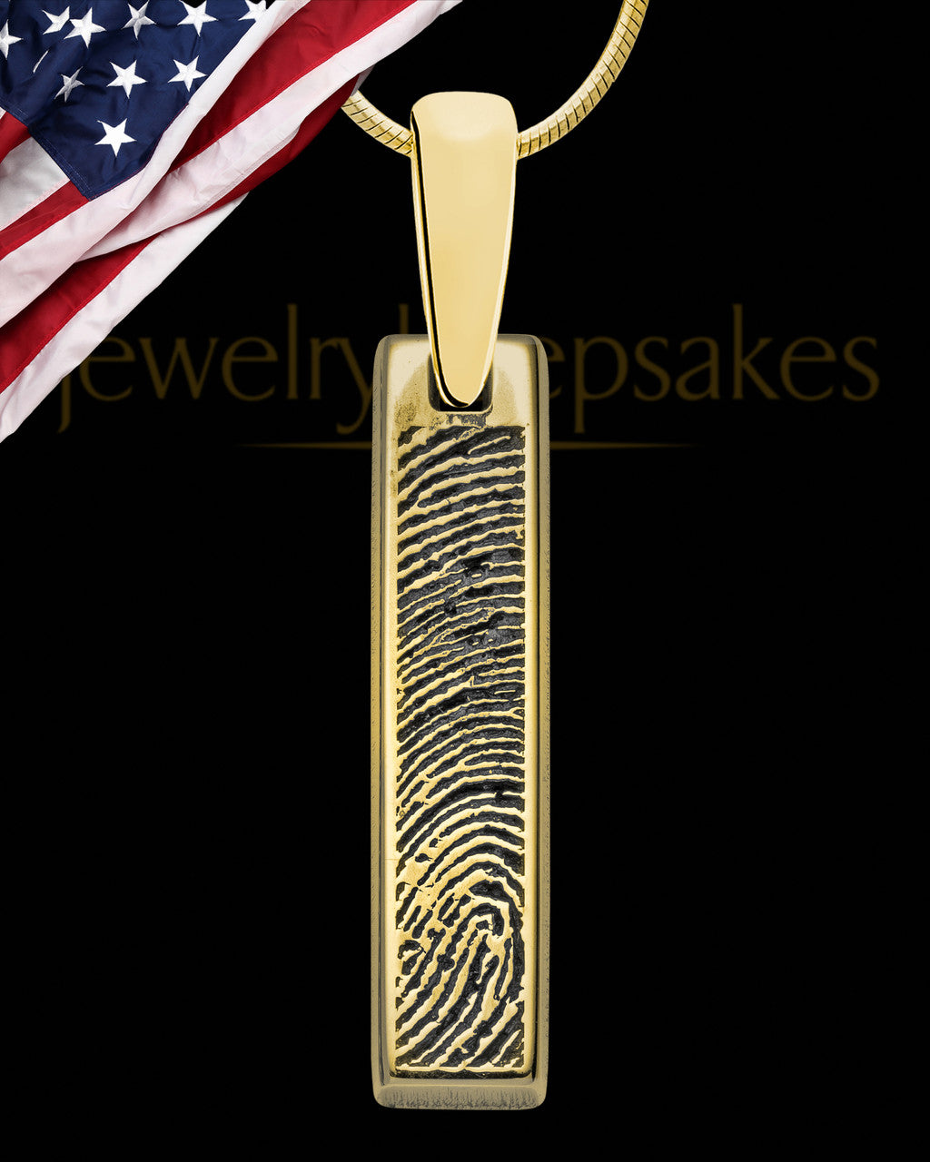Gold Sterling Silver Small Bar Thumbprint Pendant with Signature on Back