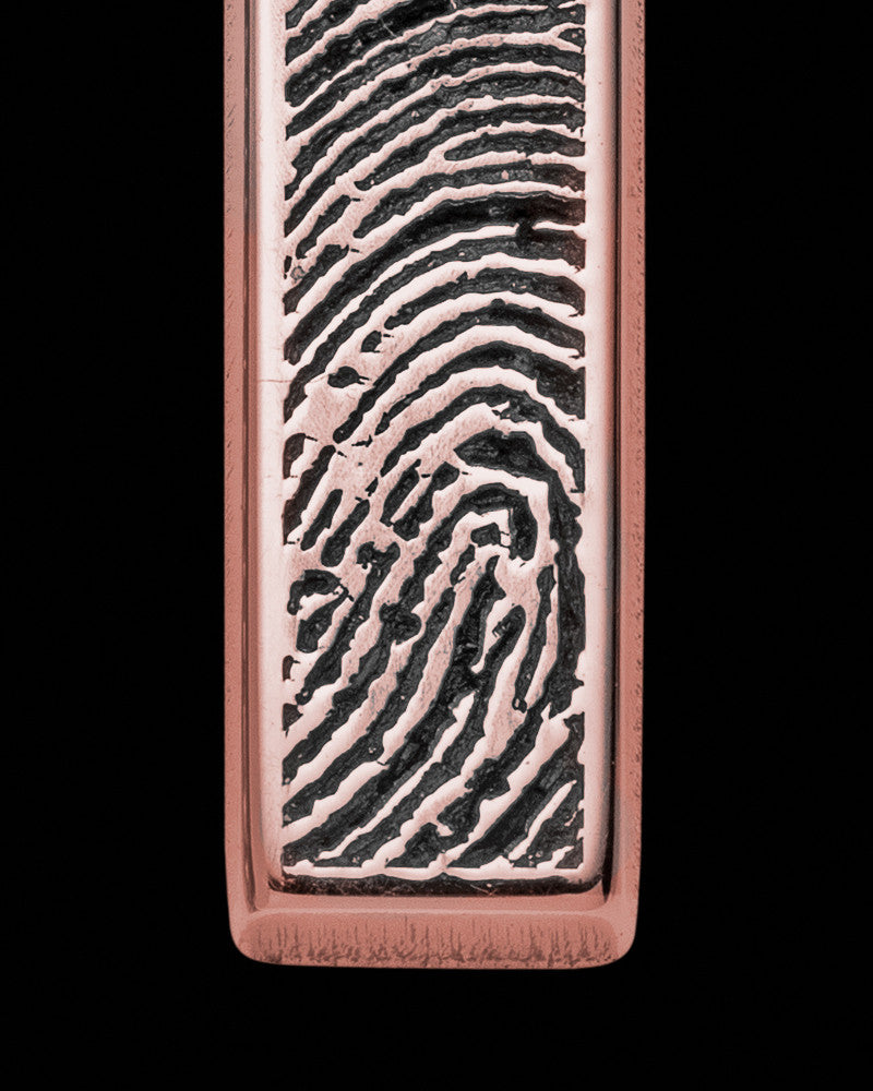Rose Gold Sterling Silver Small Bar Thumbprint Pendant with Signature on Back