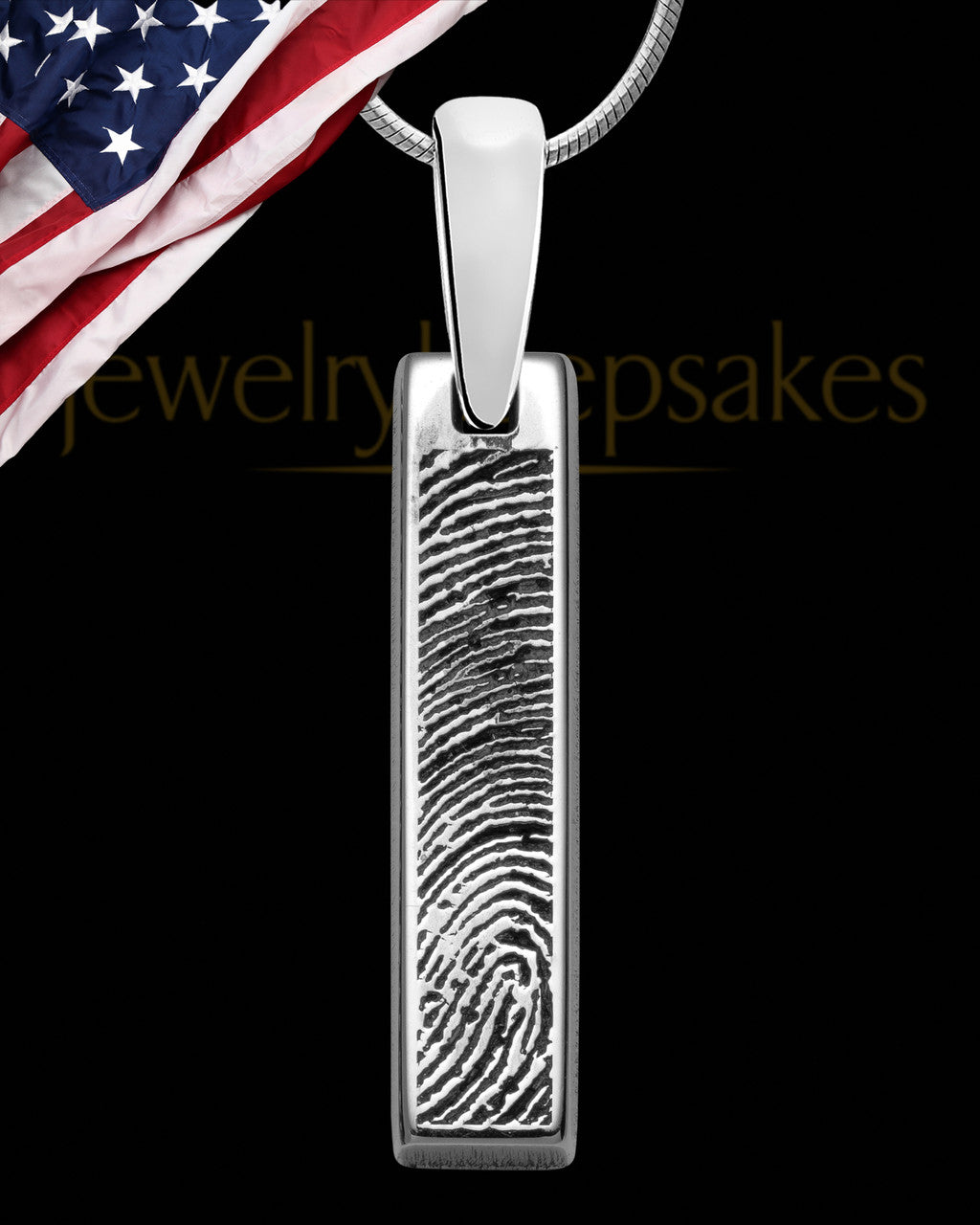 Sterling Silver Small Bar Thumbprint Pendant with Signature on Back