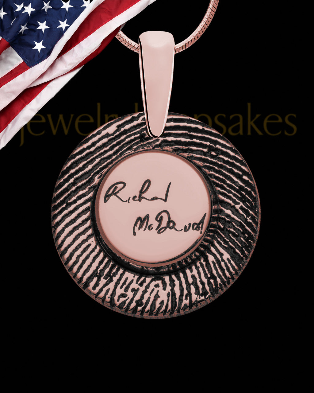 Rose Gold Sterling Silver Signature Circle Thumbprint Pendant