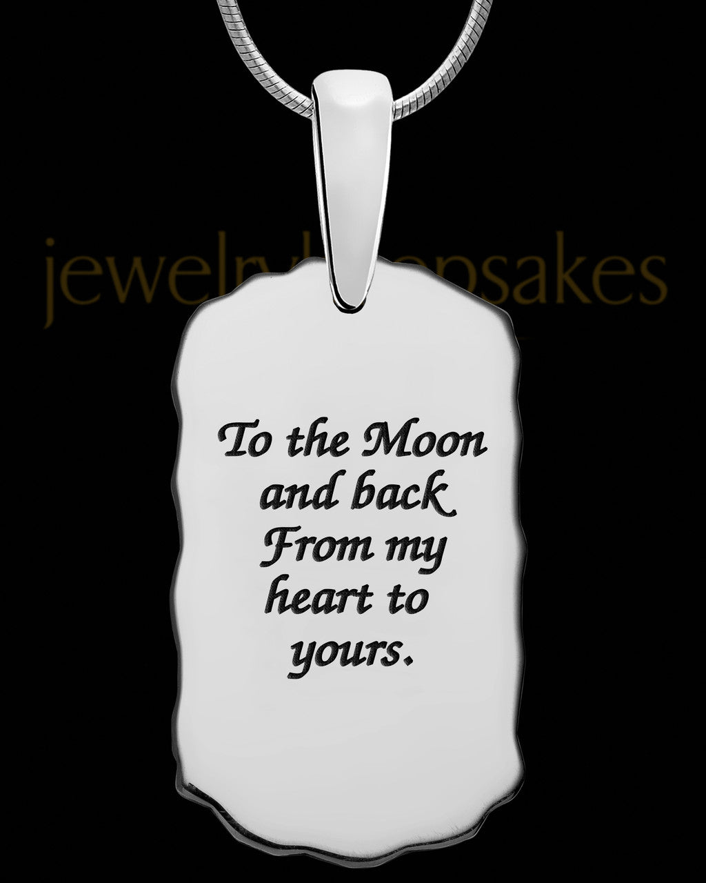 Solid 14K White Gold Small Signature Dog Tag Thumbprint Pendant