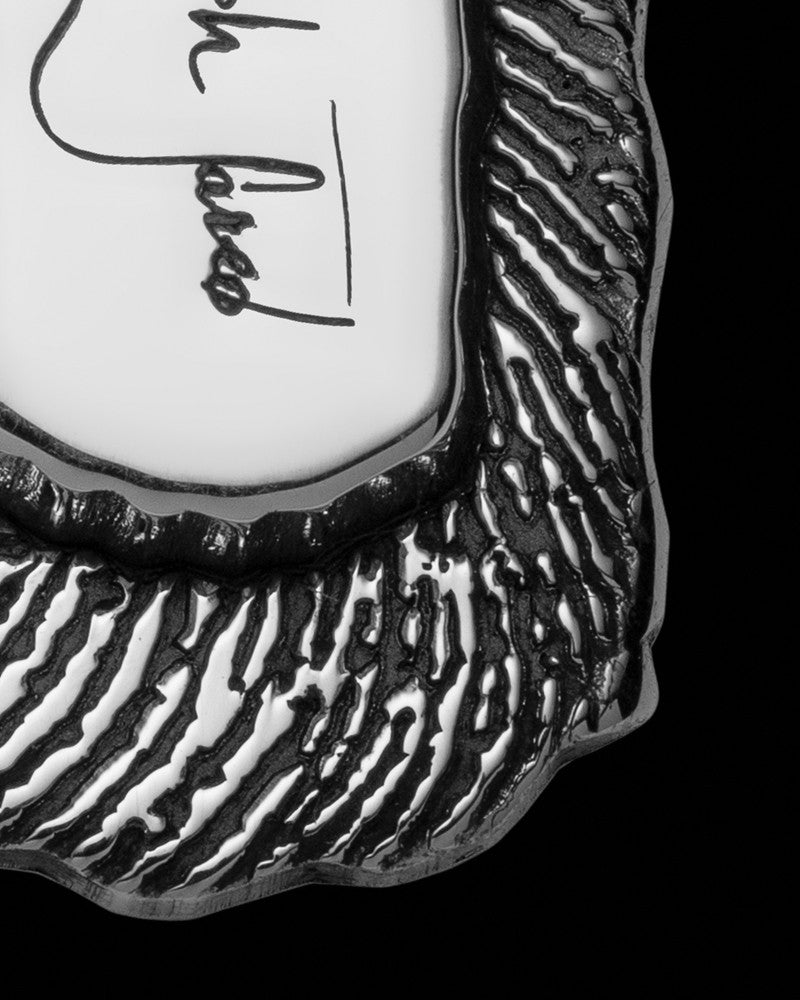 Solid 14K White Gold Small Signature Dog Tag Thumbprint Pendant