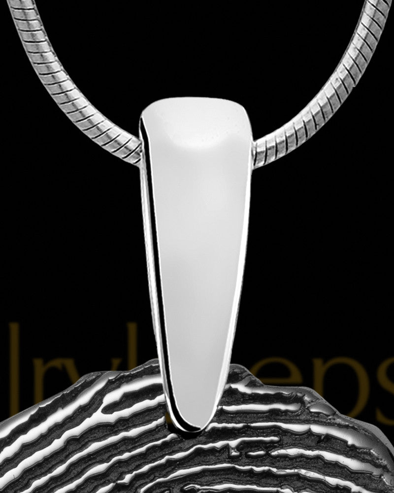 Solid 14K White Gold Small Signature Dog Tag Thumbprint Pendant