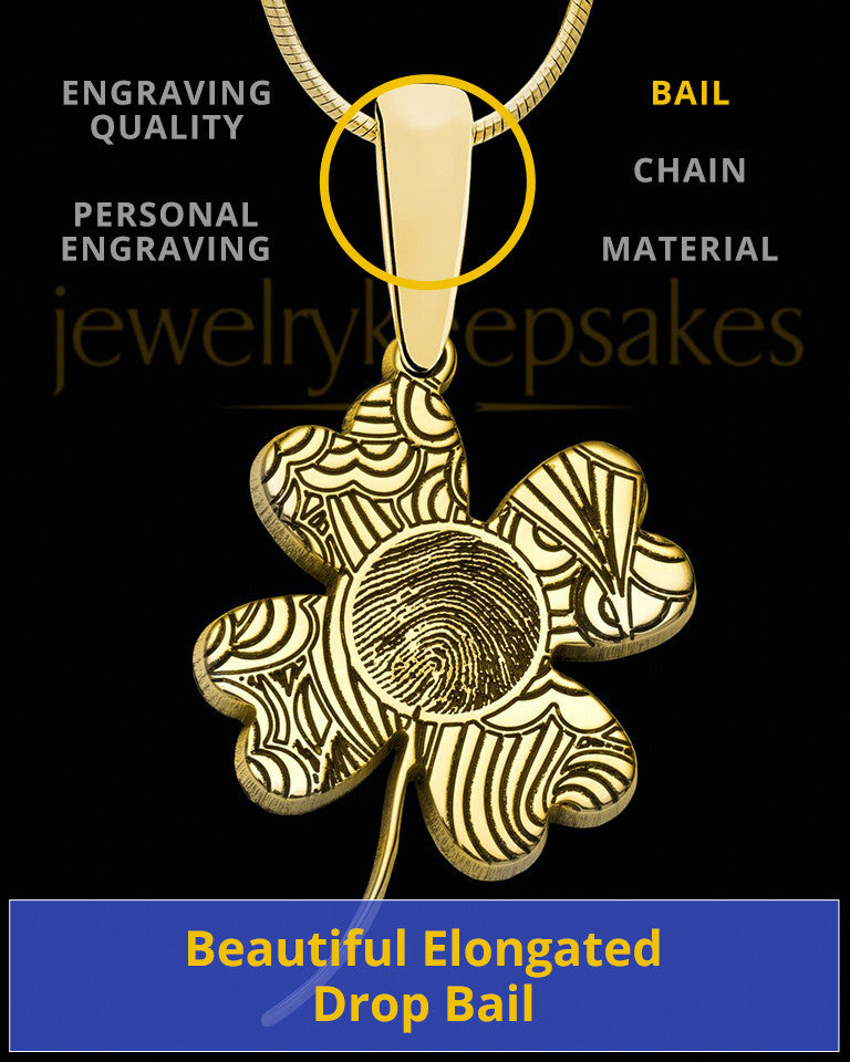 Gold Sterling Silver Four Leaf Clover Thumbprint Pendant