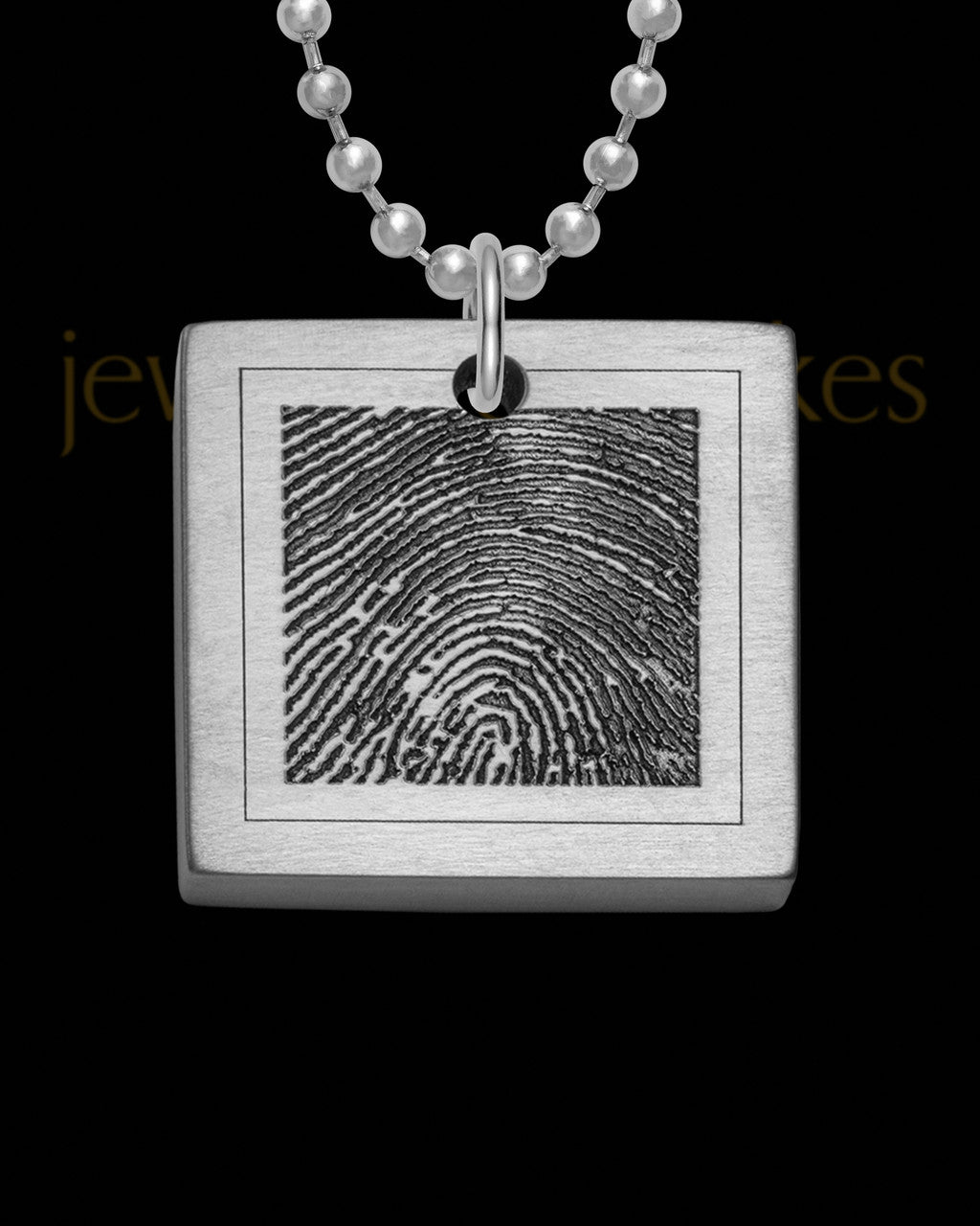 Stainless Steel Thick Brushed Square Thumbprint Pendant