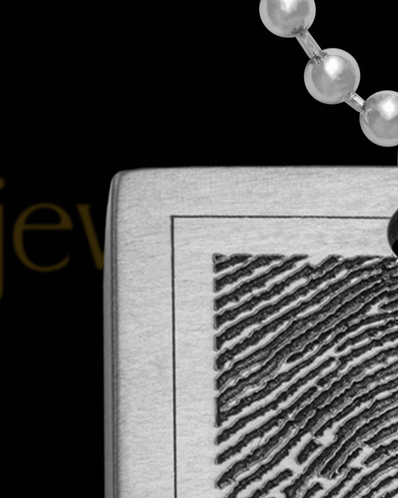 Stainless Steel Thick Brushed Square Thumbprint Pendant