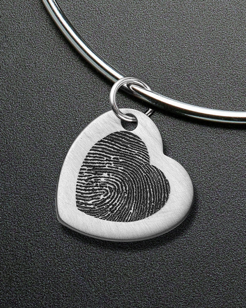 Heart Brushed Stainless Thumbprint Sophisticate Bracelet