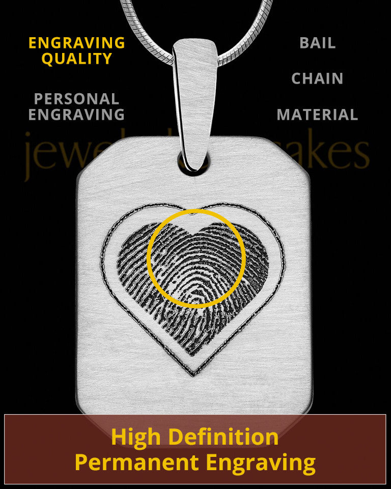 Stainless Steel Brushed Octagon with Heart Thumbprint Pendant