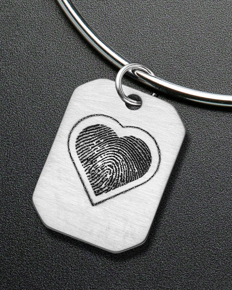 Brushed Octagon with Heart Thumbprint Sophisticate Bracelet
