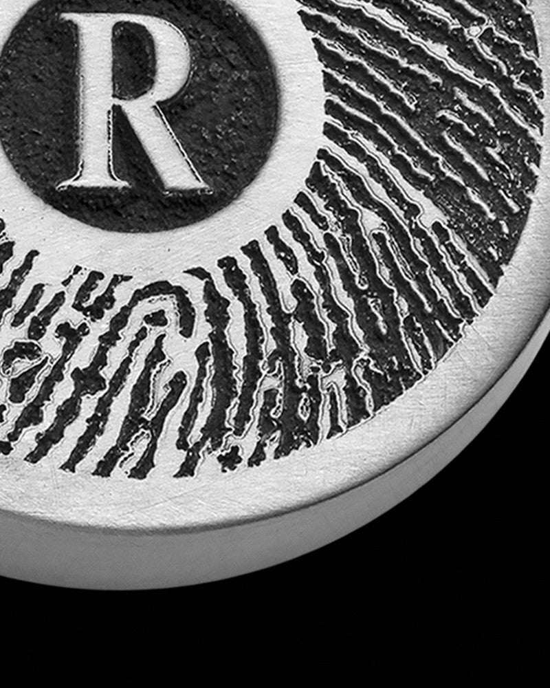 Stainless Steel Initial Petite Thick Brushed Round Thumbprint Pendant