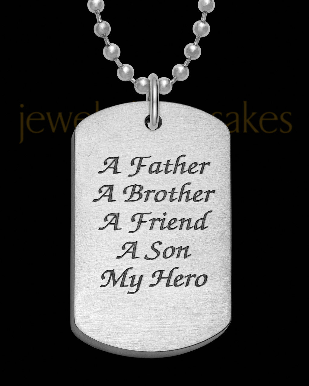 Brushed Stainless Steel Initial Thick Dog Tag Thumbprint Pendant