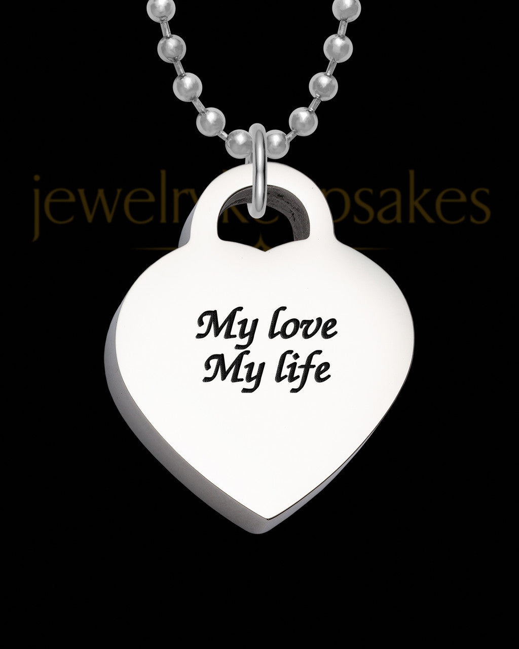Photo Engraved Small Thick Heart Pendant Stainless Steel