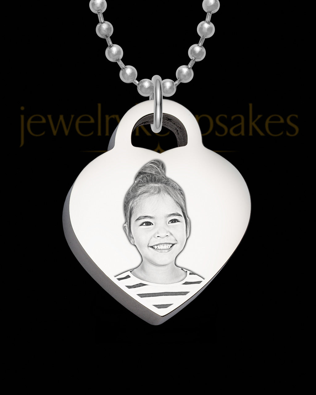 Photo Engraved Small Thick Heart Pendant Stainless Steel