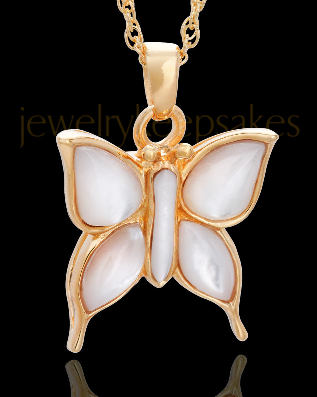 Cremation Charm Gold Vermeil Dewy Butterfly Keepsake