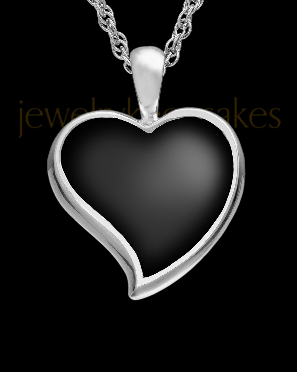 Ash Keepsake 14k White Gold Ebony Heart Keepsake