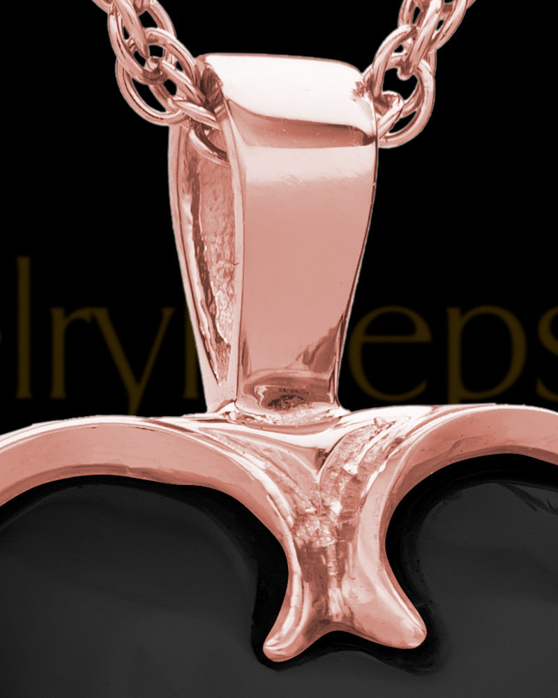 14K Rose Gold Onyx Winged Heart Keepsake