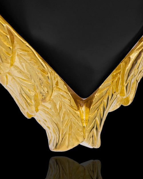 14K Gold Onyx Winged Heart Keepsake