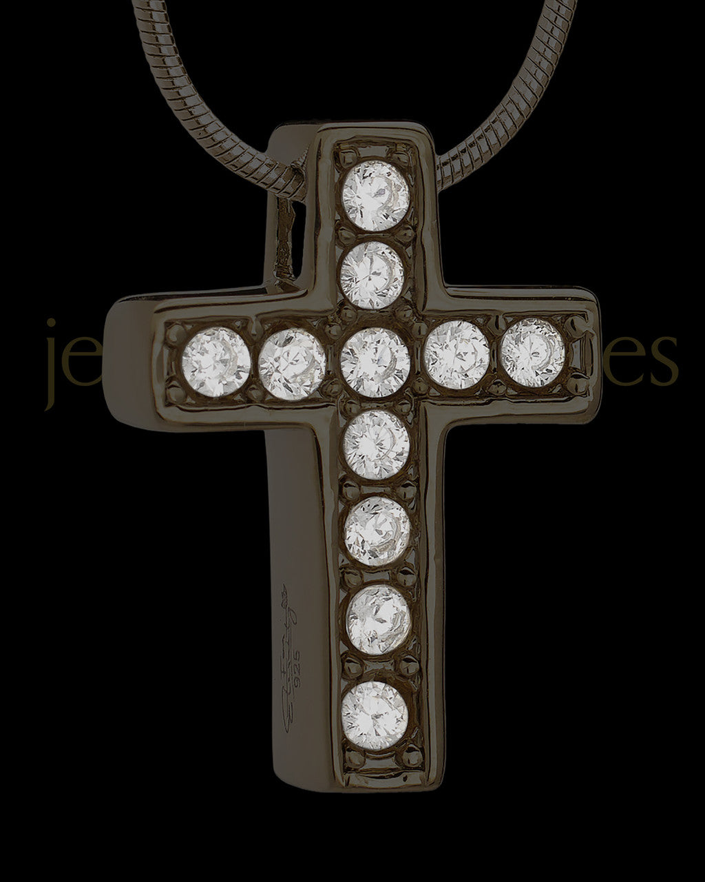 Black Plated Saintly Cross Cremation Urn Pendant