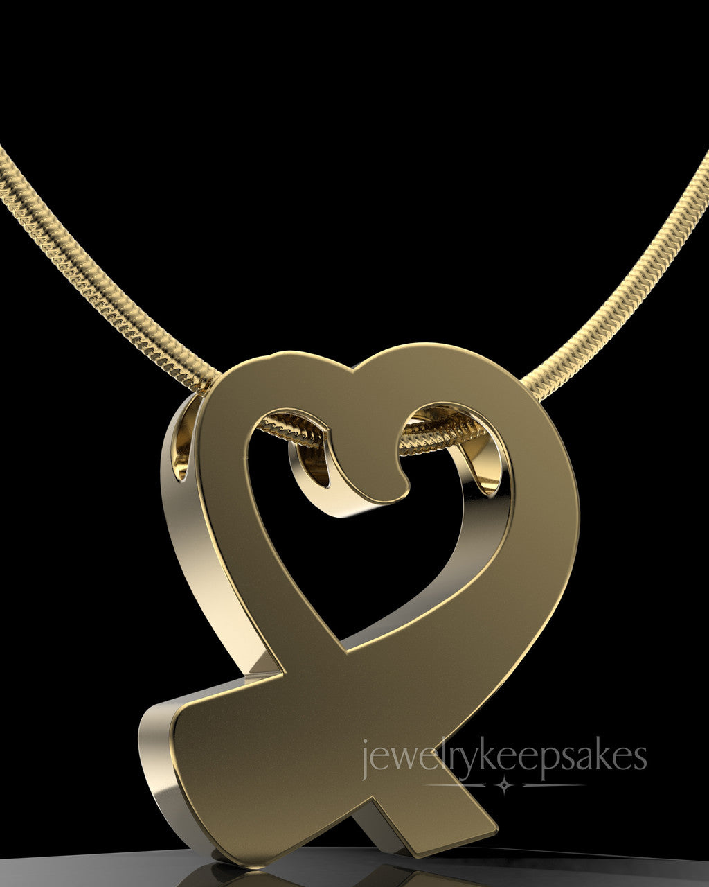Gold Plated Ribboned Heart Permanently Sealed Waterproof Remembrance Pendant