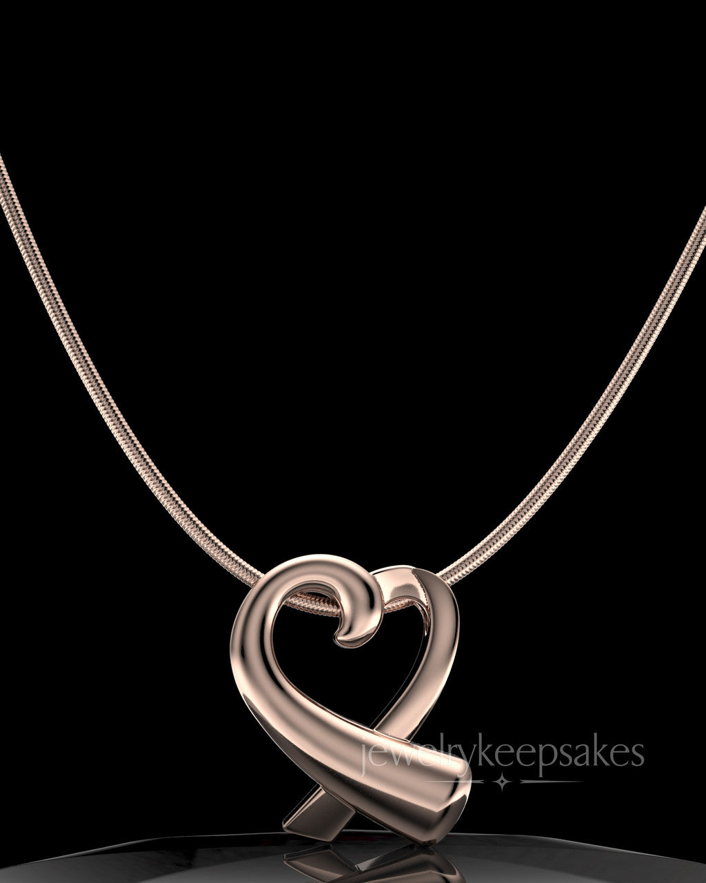 Rose Gold Plated Ribboned Heart Permanently Sealed Waterproof Cremation Pendant
