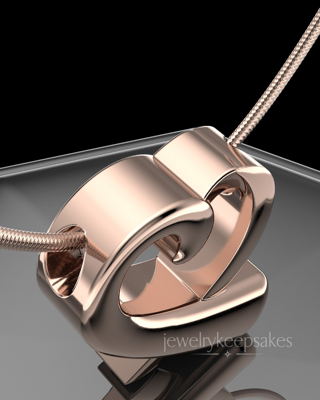 Rose Gold Plated Ribboned Heart Permanently Sealed Waterproof Cremation Pendant