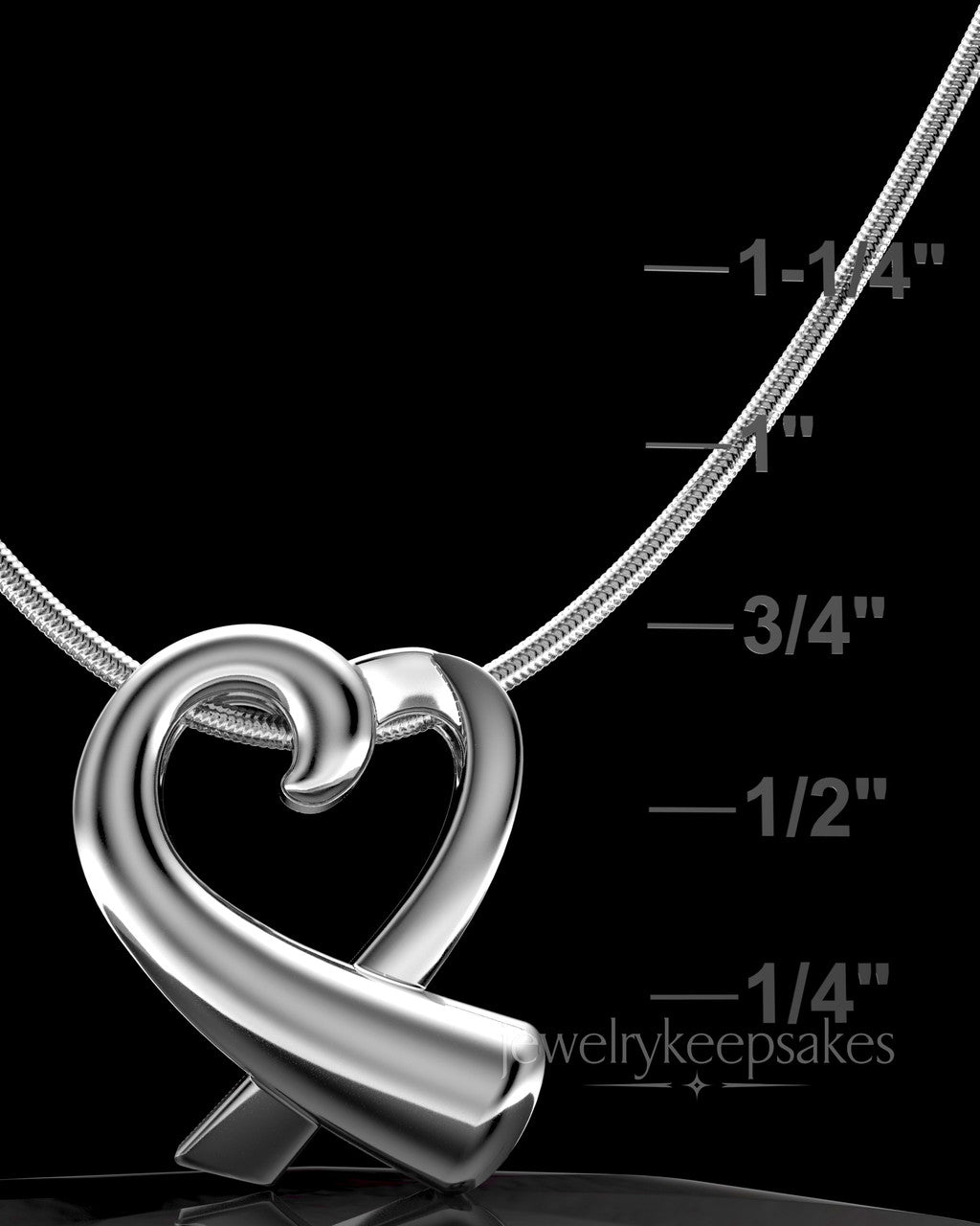 Sterling Silver Ribboned Heart Permanently Sealed Waterproof Cremation Pendant