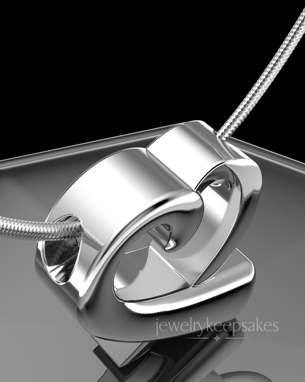 Sterling Silver Ribboned Heart Permanently Sealed Waterproof Cremation Pendant
