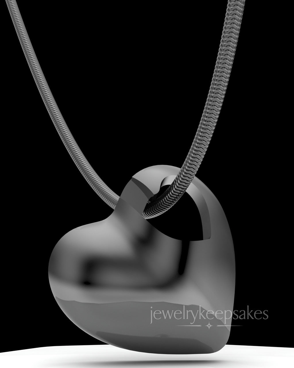 Black Plated Small Natural Heart Permanently Sealed Waterproof Cremation Pendant