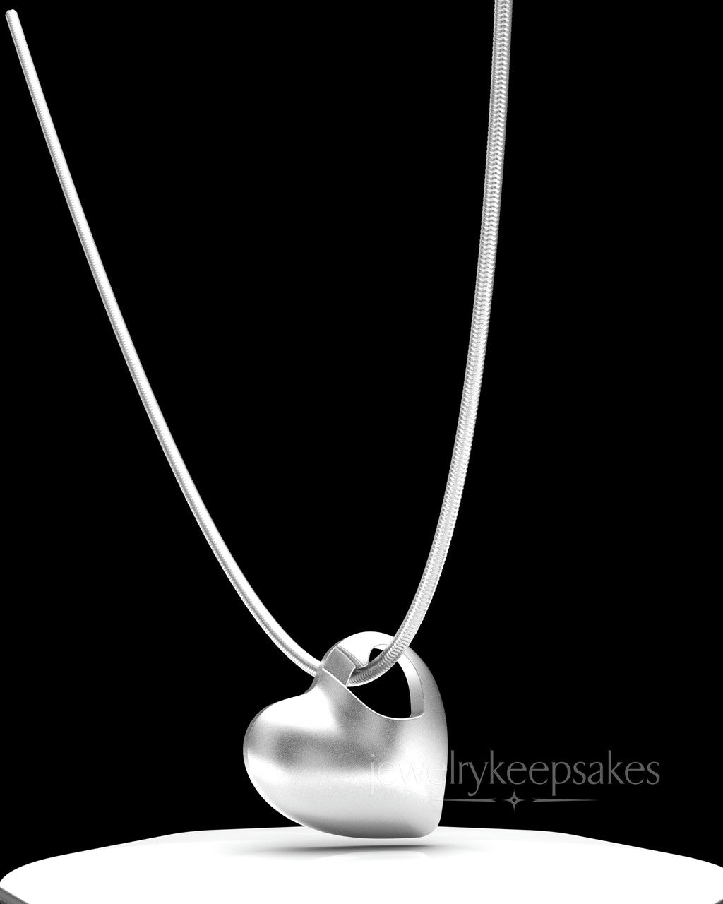Solid 14K White Gold Small Natural Heart Permanently Sealed Waterproof Cremation Pendant