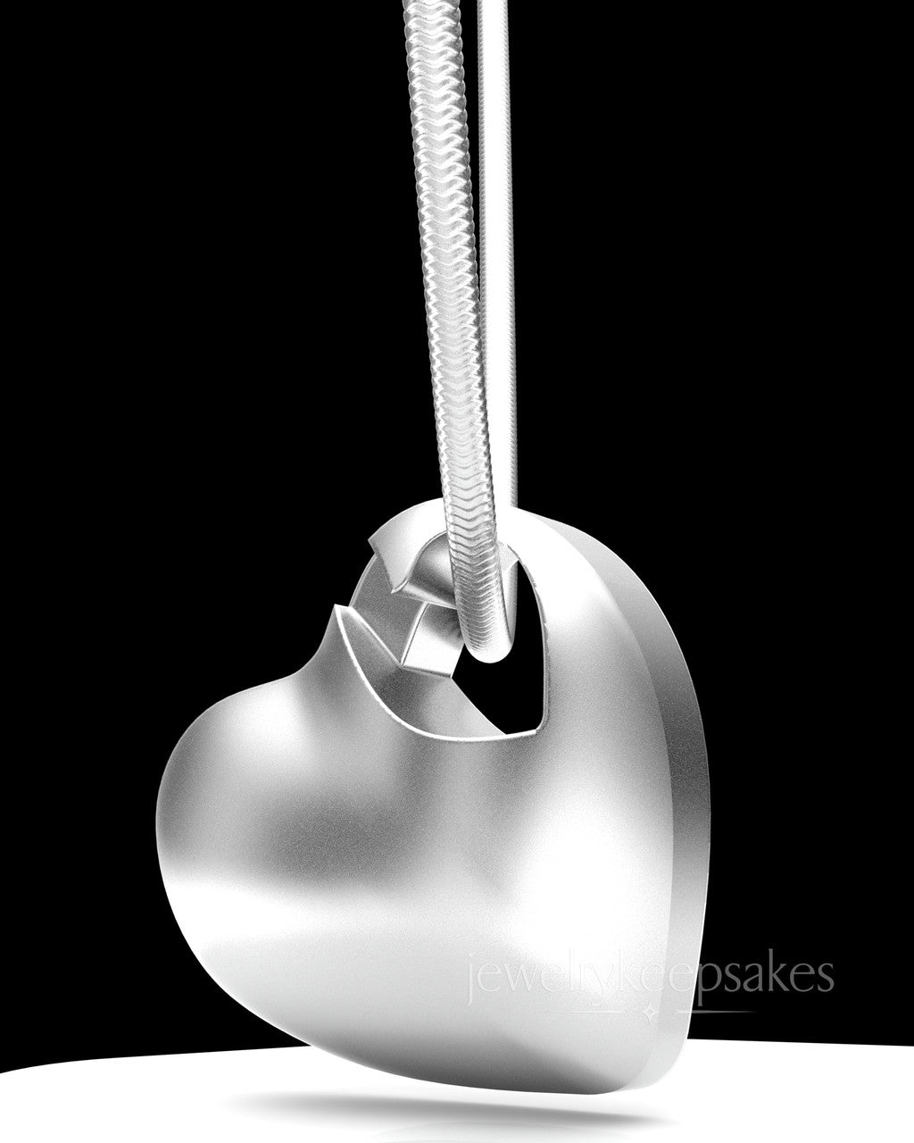 Solid 14K White Gold Small Natural Heart Permanently Sealed Waterproof Cremation Pendant