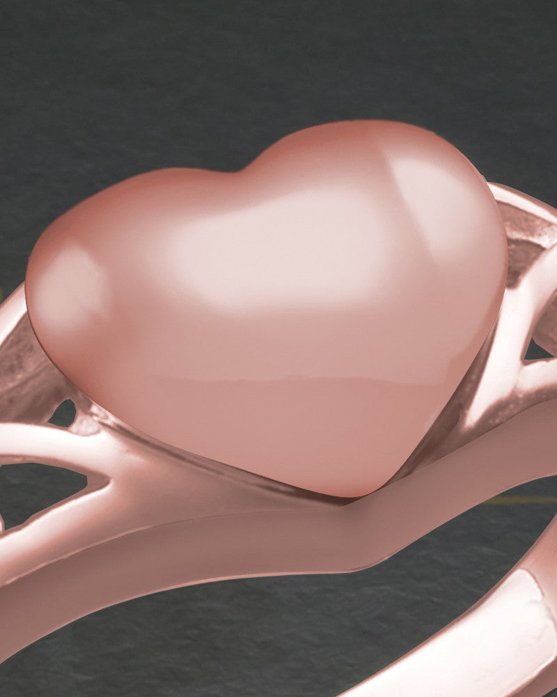 Ladies 14K Rose Gold Filigree Heart Cremation Ring