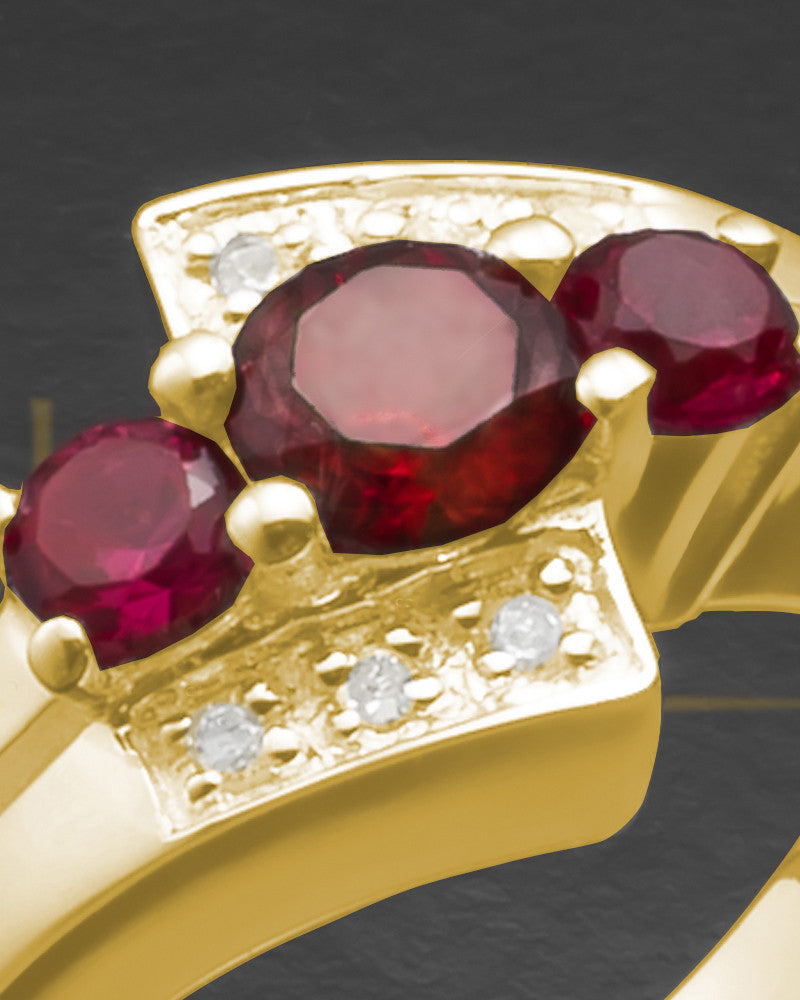 Ladies 14K Gold Radiant Red Cremation Ring
