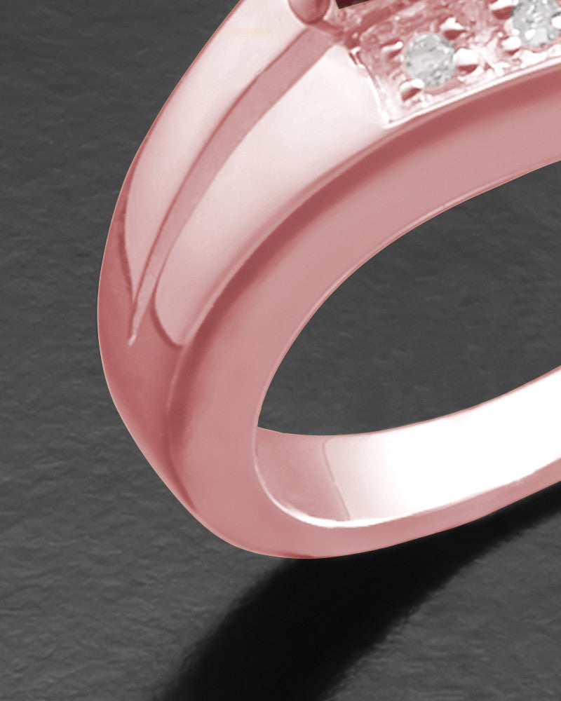 Ladies 14K Rose Gold Radiant Red Cremation Ring