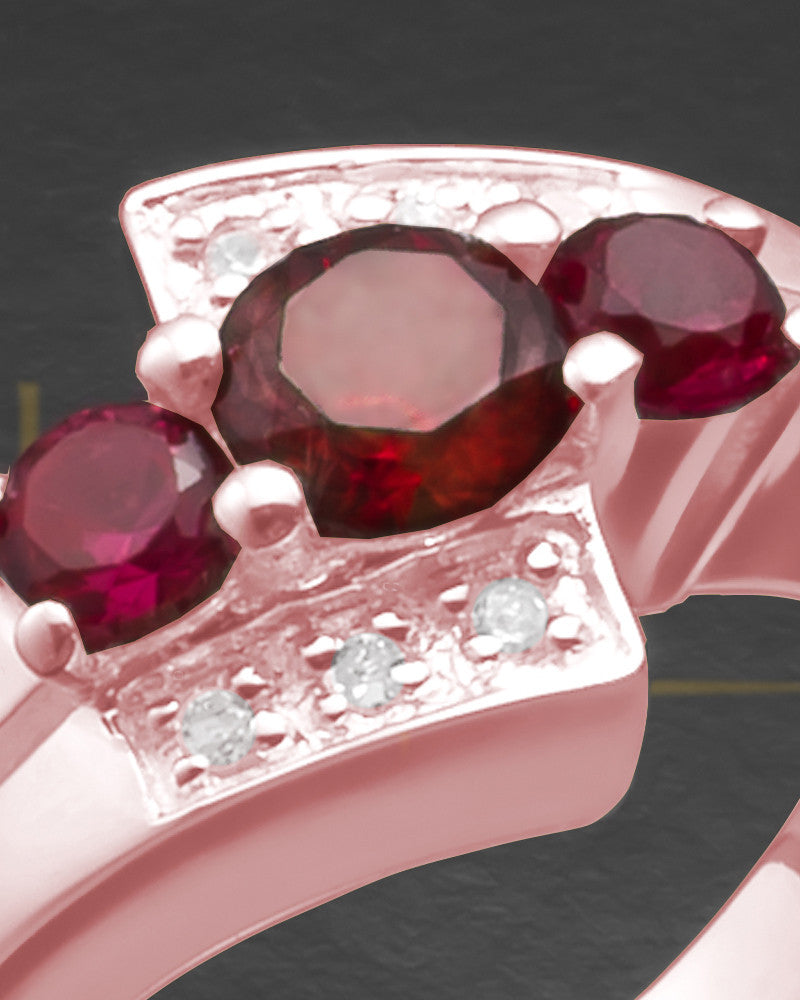 Ladies 14K Rose Gold Radiant Red Cremation Ring