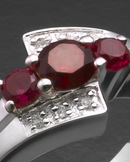 Ladies White Gold Radiant Red Cremation Ring