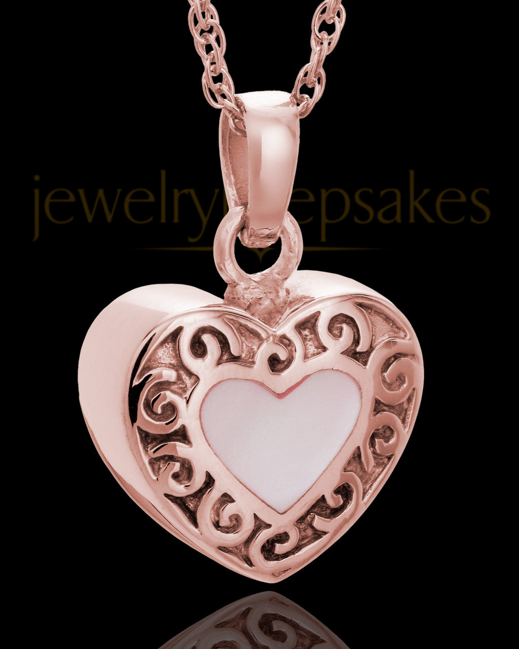 14K Rose Gold Blushing Heart Urn Keepsake