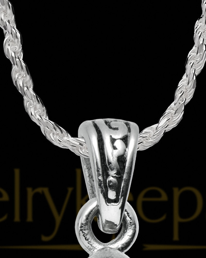 Stainless Decorated Teardrop with Blue Stone Urn Pendant