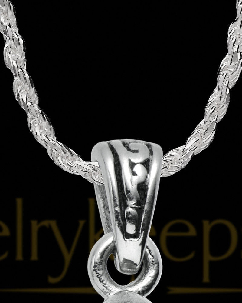 Stainless Decorated Teardrop with Green Stone Urn Pendant