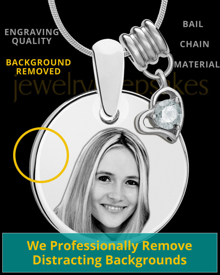 April Photo Engraved Round Pendant Stainless Steel