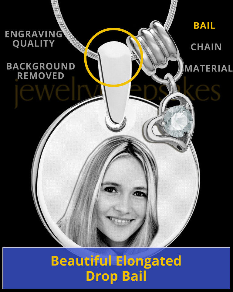 April Photo Engraved Round Pendant Stainless Steel