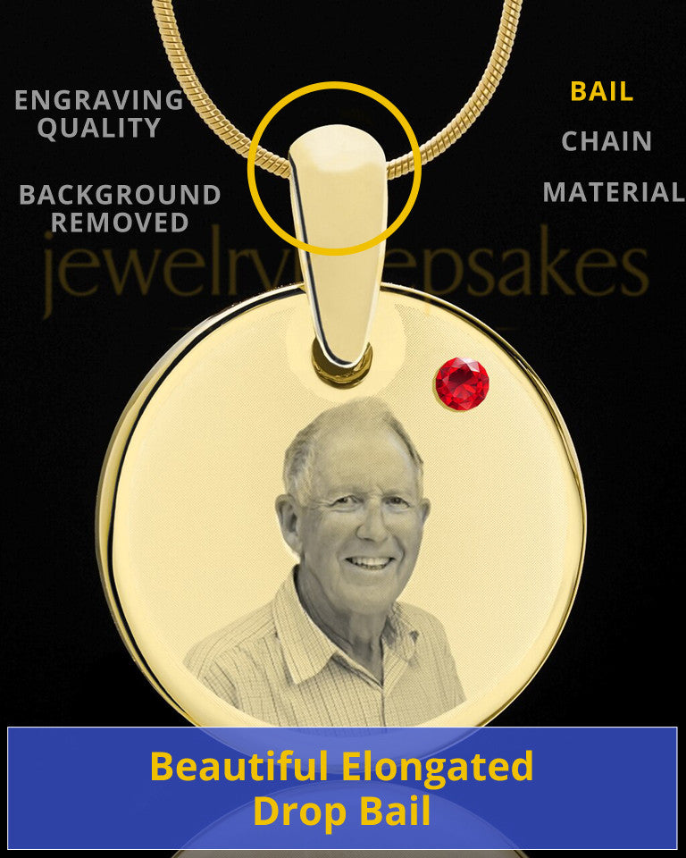 July Birthstone Gold Photo Round Pendant